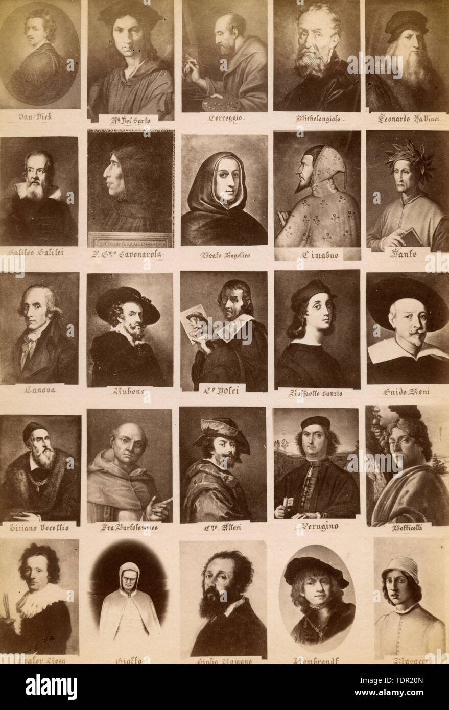 Zusammensetzung der Bilder von berühmten Gemälden der Renaissance, Italien 1880 s Stockfoto