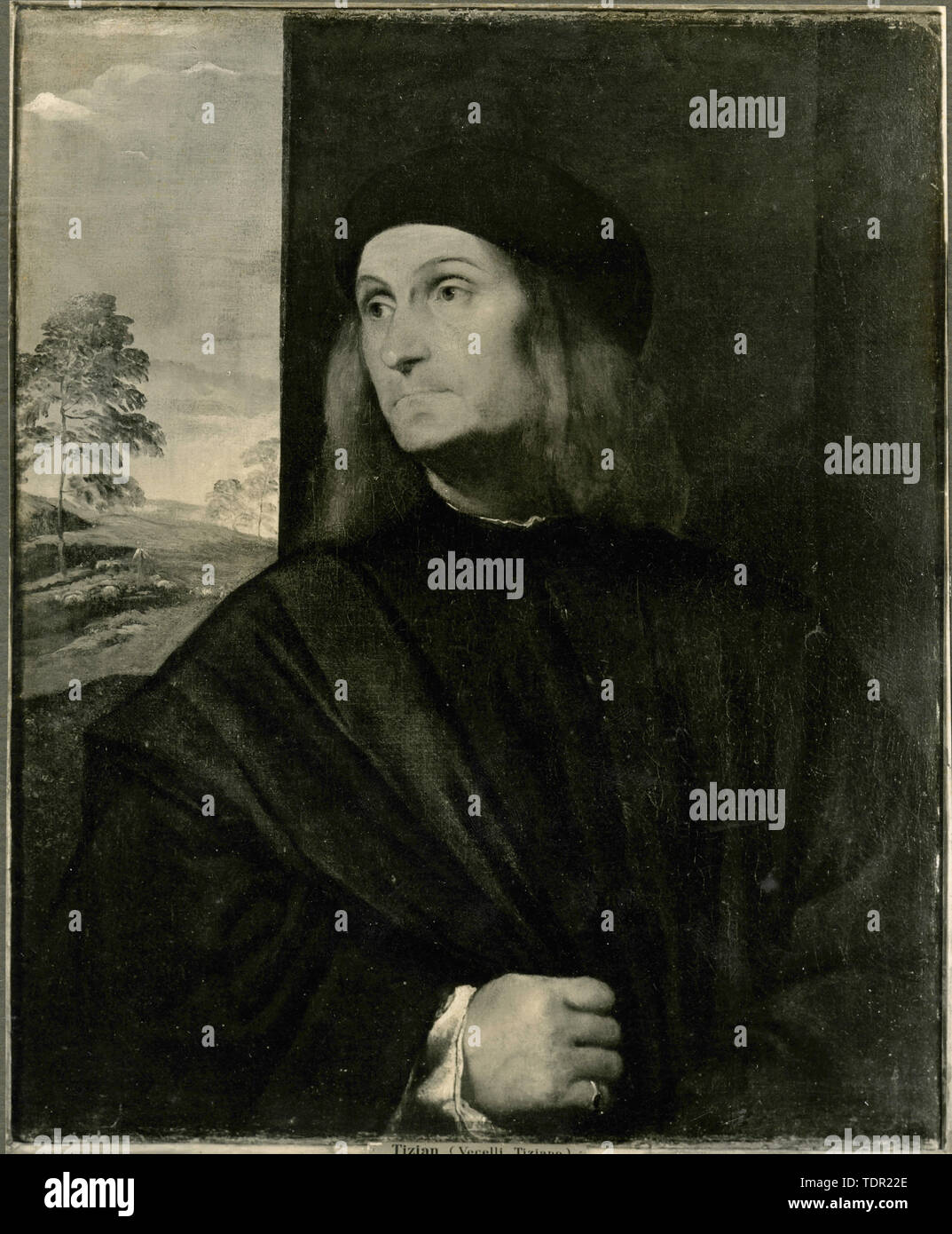 Bildnis eines unbekannten Mannes, Gemälde von Tizian, 1930er Jahre Stockfoto
