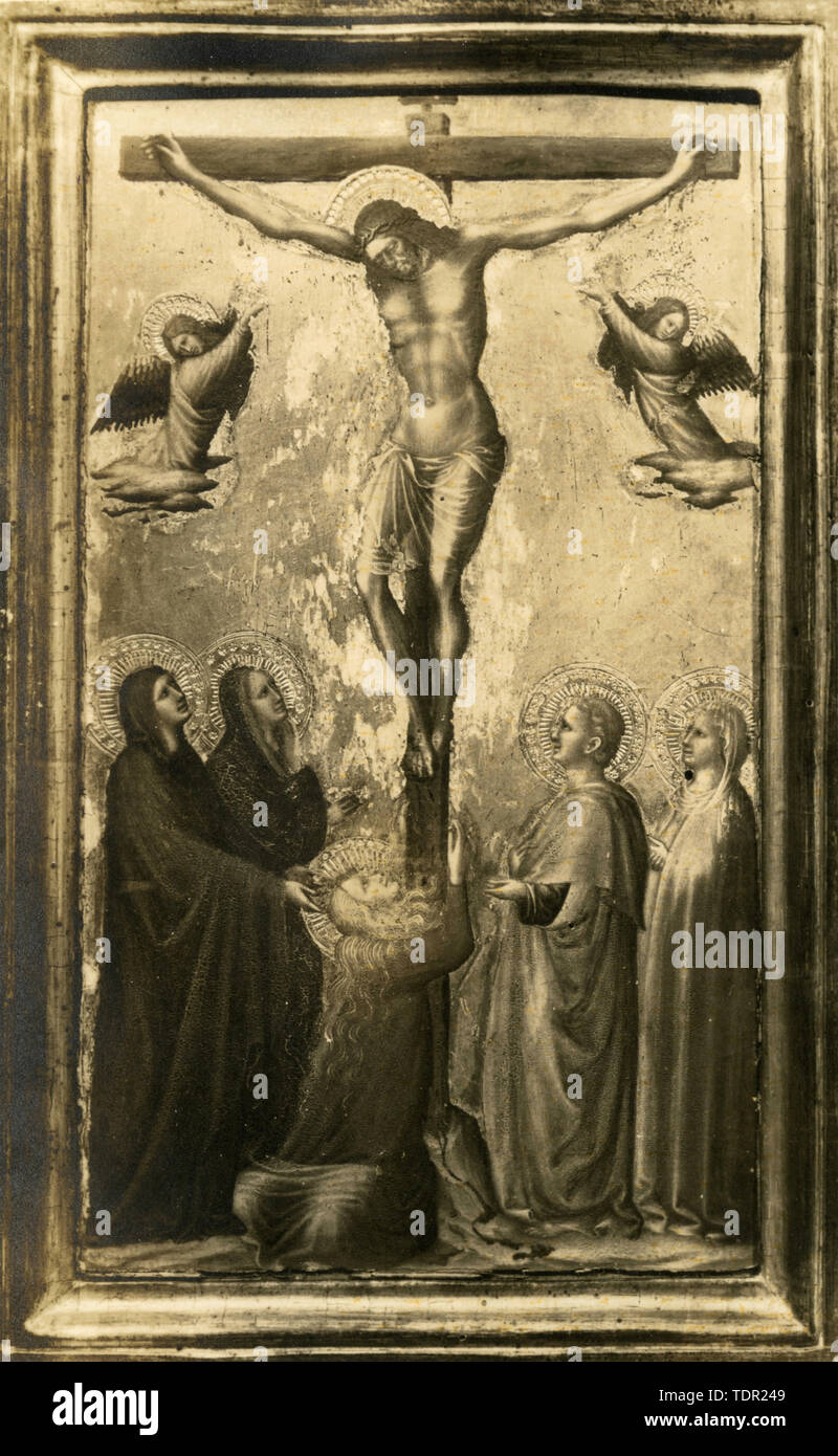 Die Kreuzigung, Teil eines Diptychons, Gemälde von Arcangelo di Cola da Camerino Stockfoto