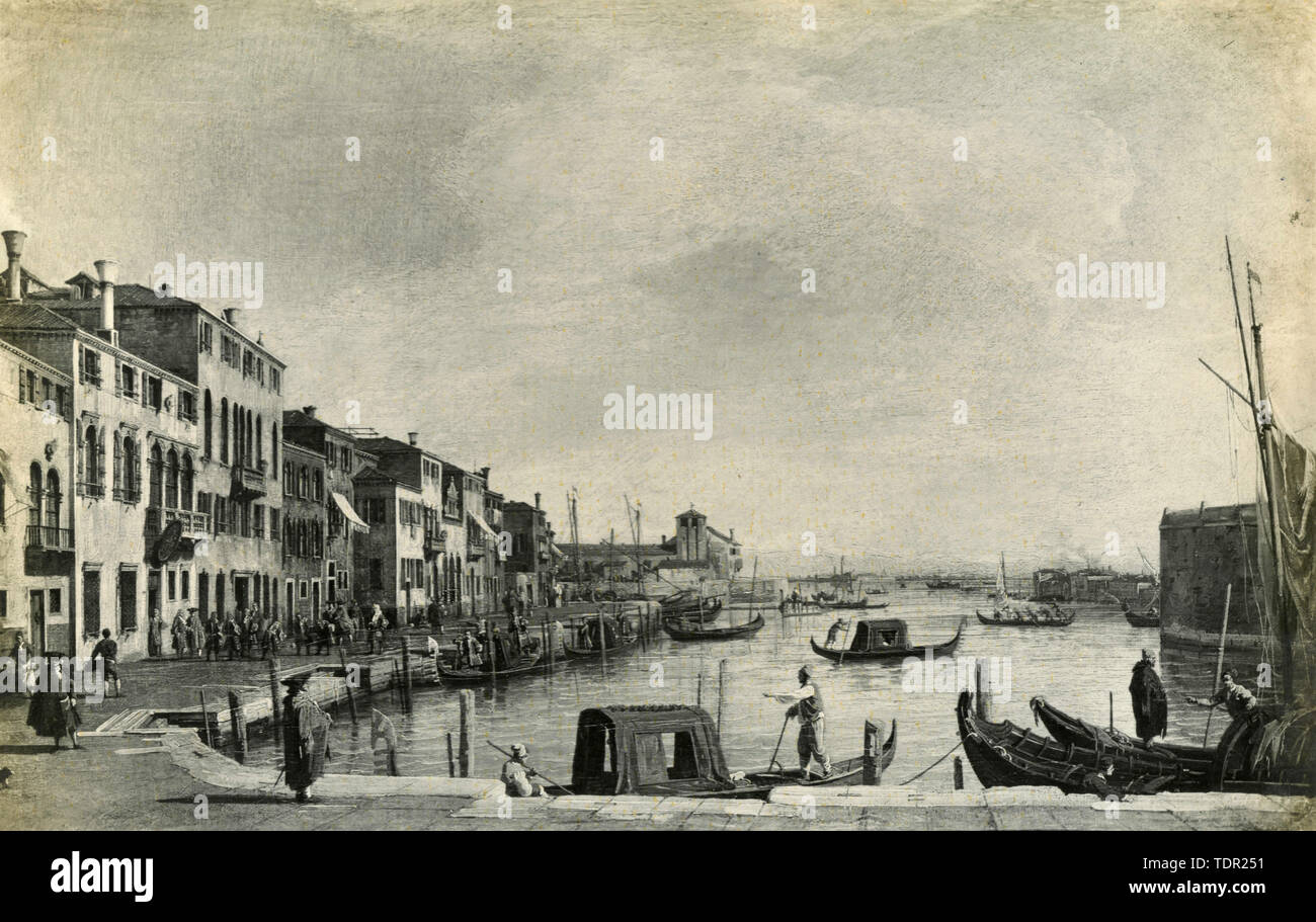 Der Canal Grande, Venedig, mit dem Haus der englische Konsul, Gemälde von Canaletto Stockfoto