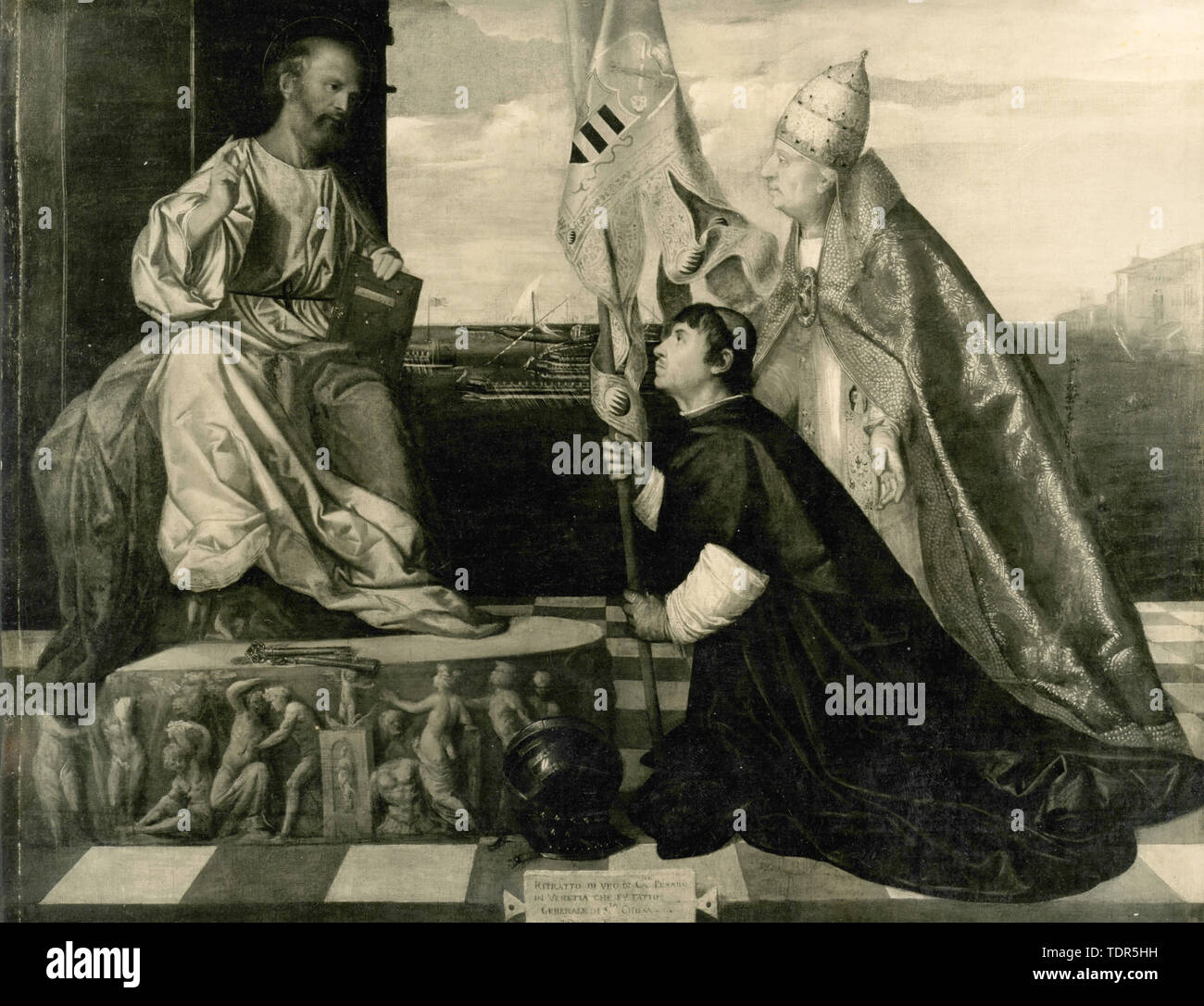 Giacomo Pesaro, Bischof von Paphos, St. Peter von Papst Alexander VI. vorgestellt, Gemälde von Tizian, Tiziano Vecellio Stockfoto