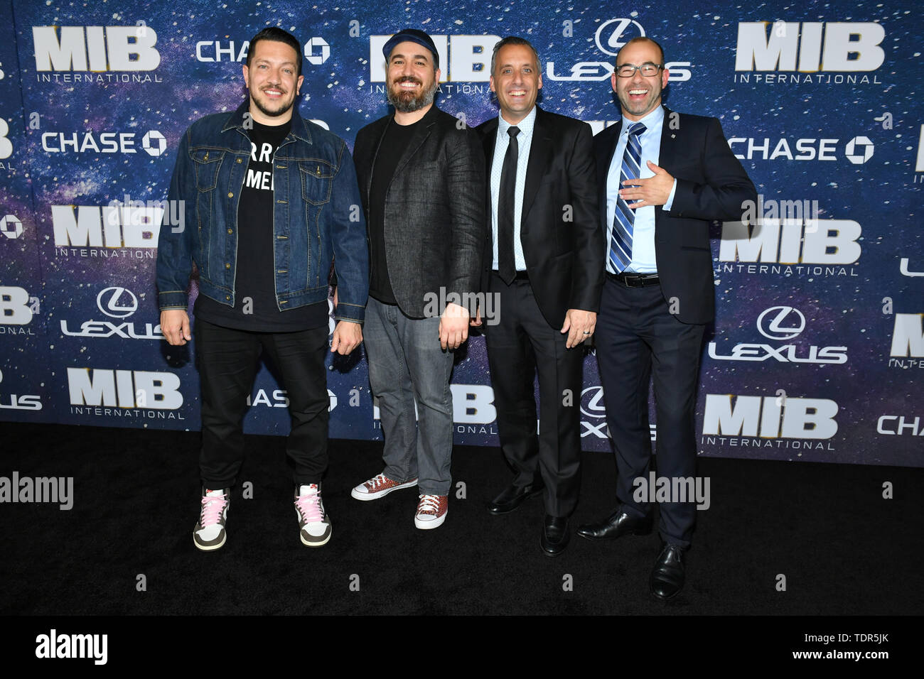 Brian Quinn, Sal Vulcano, James Murray und Joeseph Gatto besuchen Die 'Men in Black International' Weltpremiere auf AMC Loews Lincoln Square 13 Juni Stockfoto