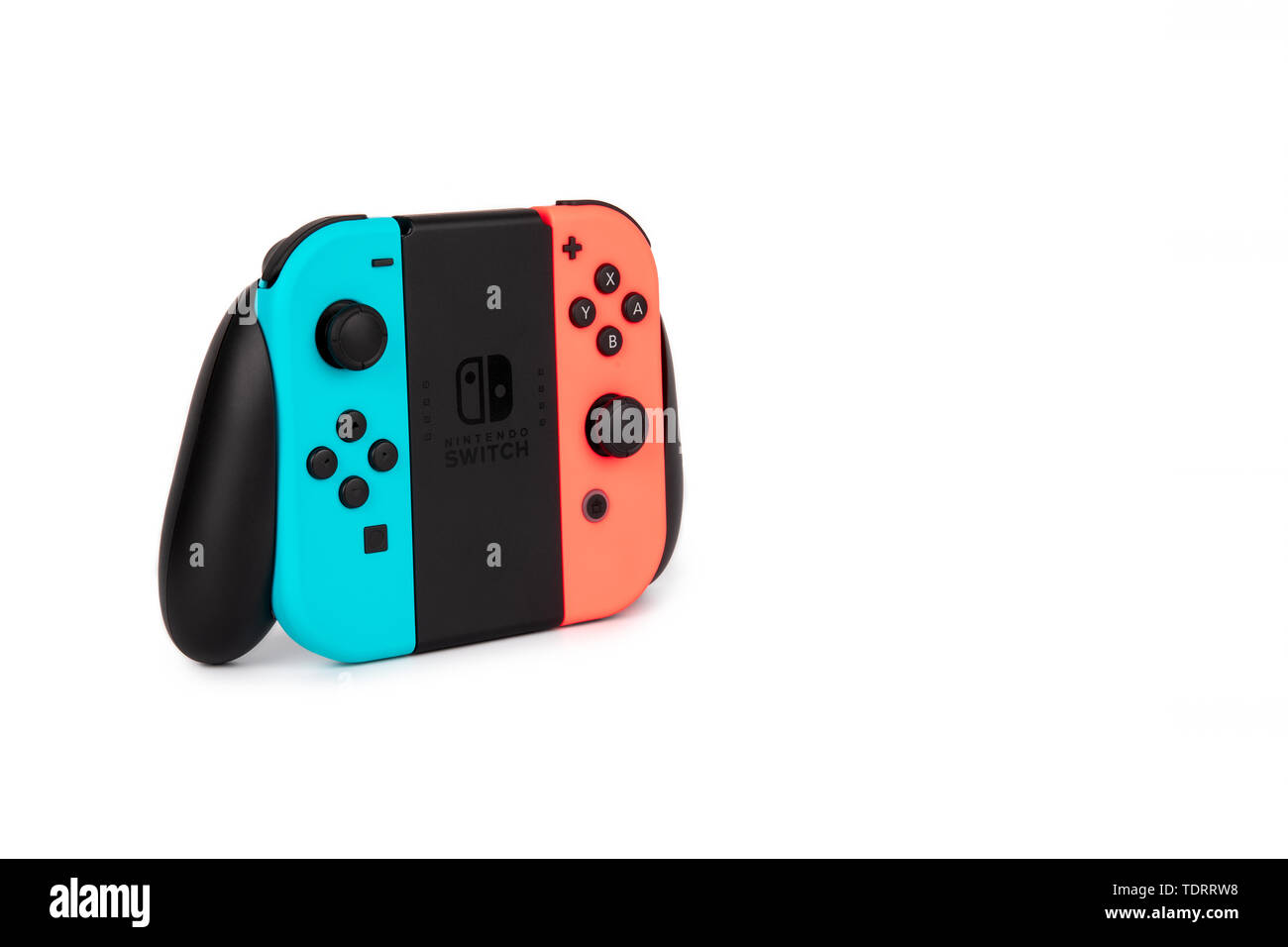 Nintendo Schalter Freude-con Controller auf weißem Hintergrund  Stockfotografie - Alamy
