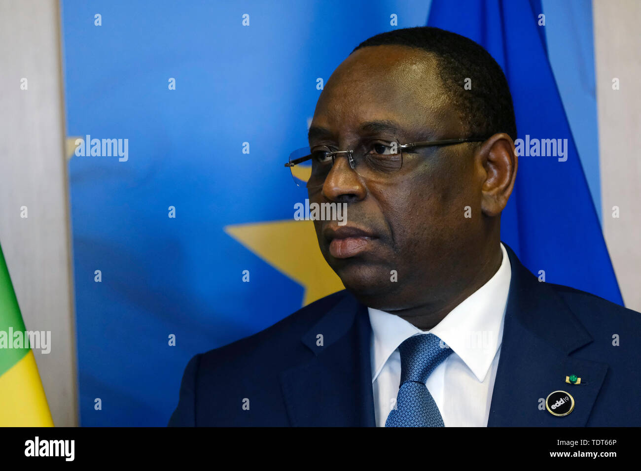 Brüssel, Belgien. 18. Juni 2019. Präsident von Senegal Macky Sall trifft der Präsident der Europäischen Kommission, Jean-Claude Juncker. Credit: ALEXANDROS MICHAILIDIS/Alamy leben Nachrichten Stockfoto