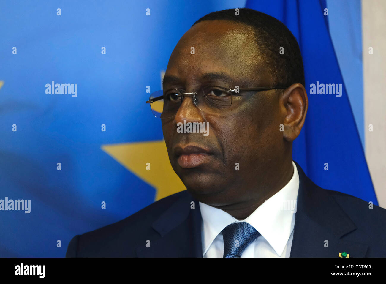 Brüssel, Belgien. 18. Juni 2019. Präsident von Senegal Macky Sall trifft der Präsident der Europäischen Kommission, Jean-Claude Juncker. Credit: ALEXANDROS MICHAILIDIS/Alamy leben Nachrichten Stockfoto
