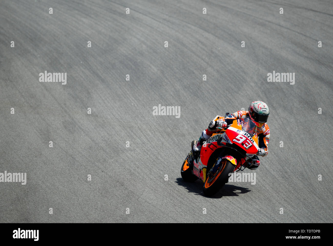 14. Juni 2019, Circuit de Barcelona-Catalunya, Montmelo, Barcelona, Spanien; MotoGP von Katalonien, Praxis Sitzungen; Marc Marquez der Repsol Honda Team in Aktion während der freien Praxis 2 Pablo Guillen/Alamy Stockfoto