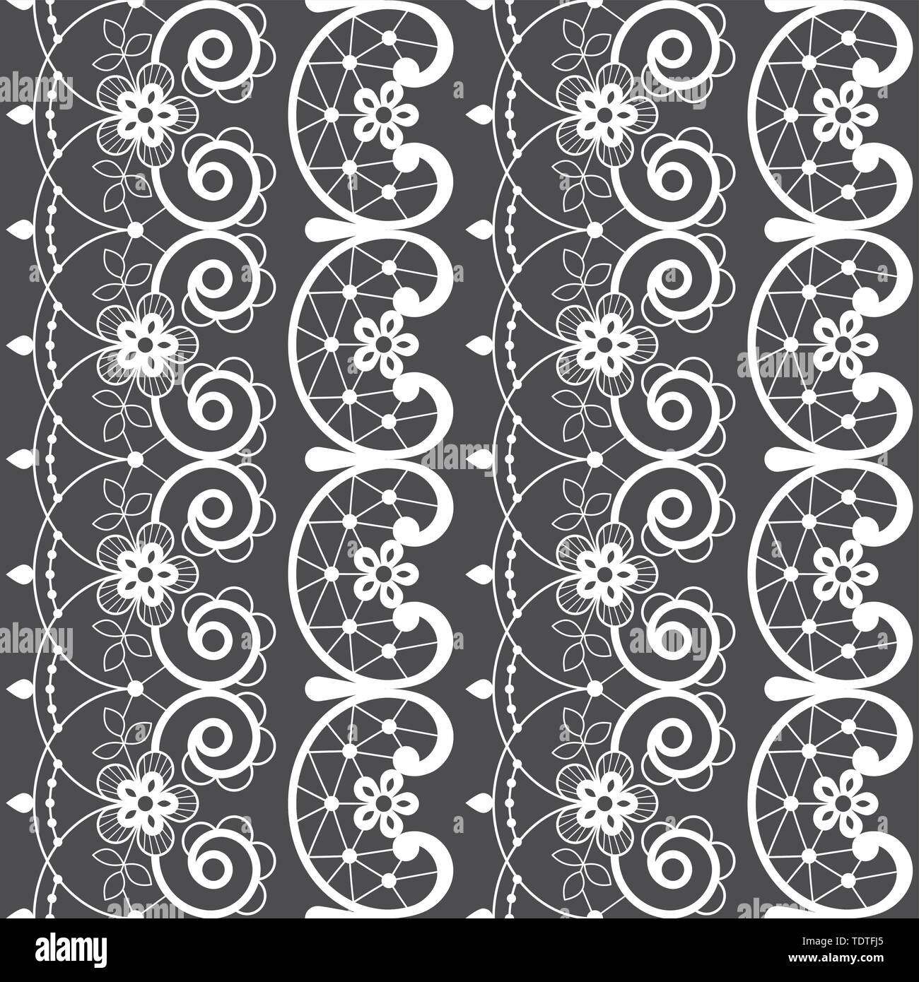 Französisch oder Englisch Spitze nahtlose Muster, sich wiederholende Design mit weißen ornamentalen Blumen - Textile Design Stock Vektor