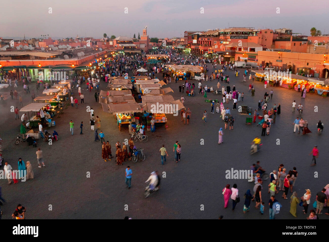 Platz und Markt Platz Jemaa el-Fnaa, Marokko, Marrakesch Stockfoto