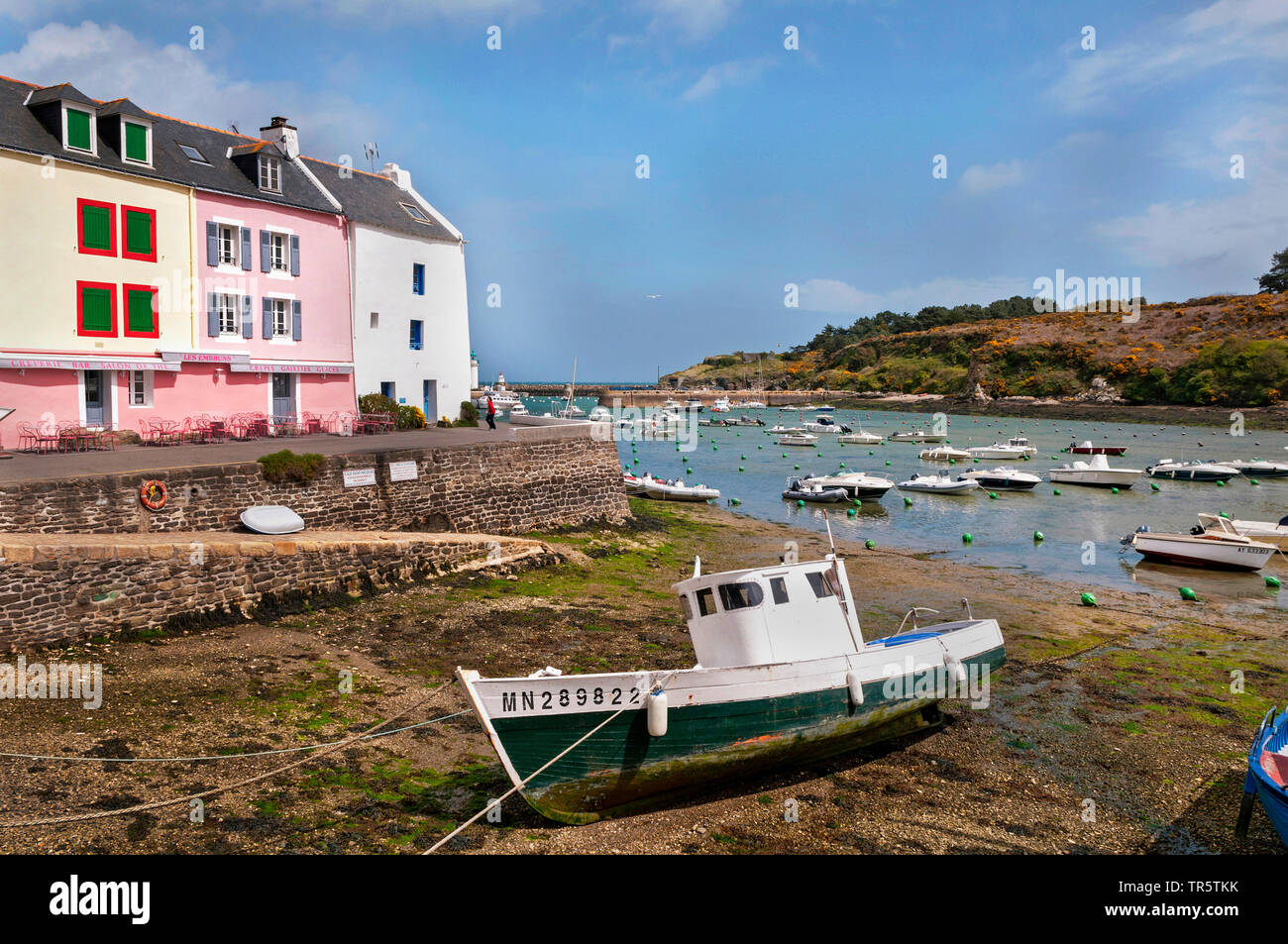 Bangor Hafen, Frankreich, Bretagne, Morbihan, Belle-Ile-en-Mer Stockfoto