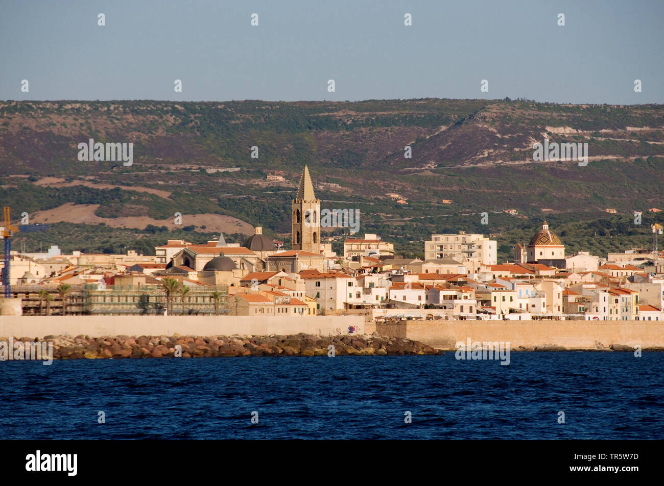 Bucht von Alghero, Festung in der Altstadt, Italien, Sardinien Stockfoto