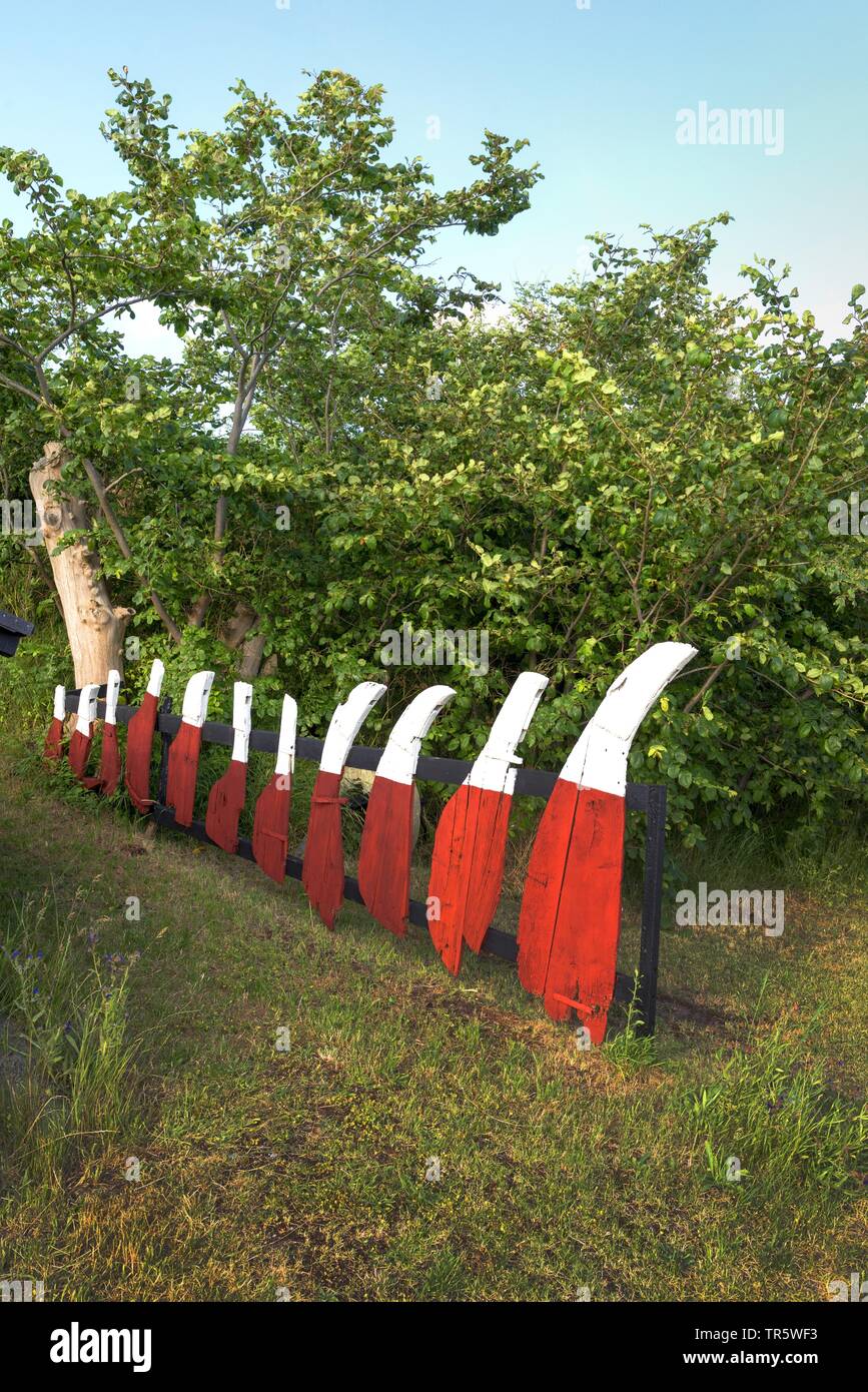 Alte ruder Blades, Zaun, Dänemark, Samsö, maarup Havn Stockfoto