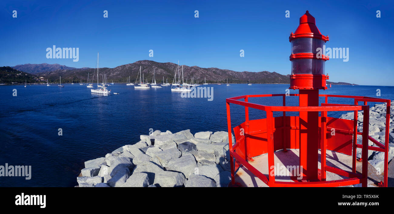 Eingabe der Hafen von Saint Florent im Norden der Insel Korsika, Frankreich, Korsika, Saint Florent Stockfoto