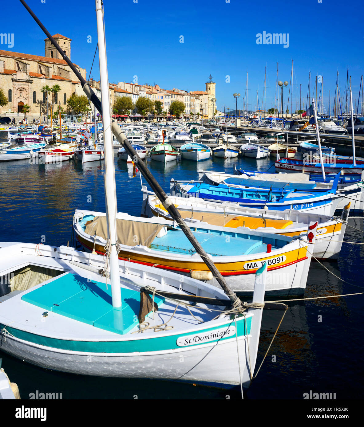 Fischerboote im Hafen von La Ciotat, Frankreich, Provence, La Ciotat Stockfoto