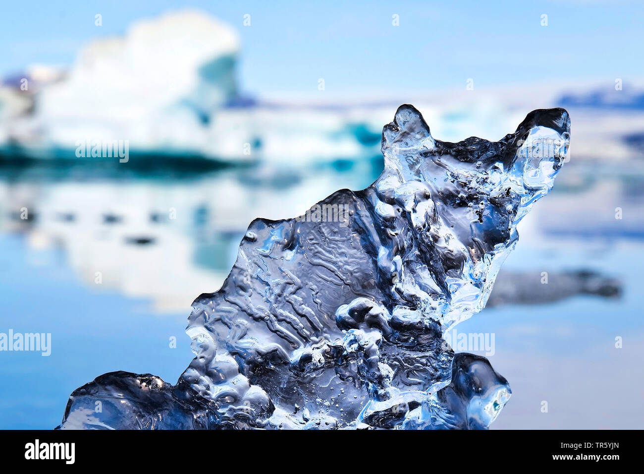 Stück ica in die gletscherlagune Joekulsarlon von, Island, Osten Island, Hornarfjoerdur, Nationalpark Vatnajoekull Stockfoto