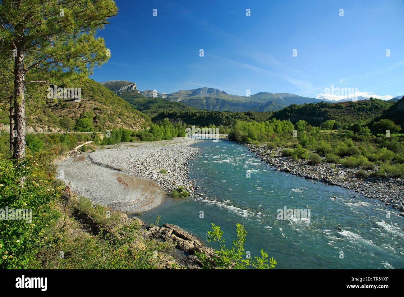 Río Cinca, Spanien, Aragon, Pyrenäen, Laspuna Stockfoto