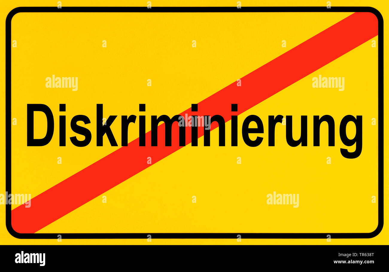Limit Ortsschild Diskriminierung, Diskriminierung, Deutschland Stockfoto