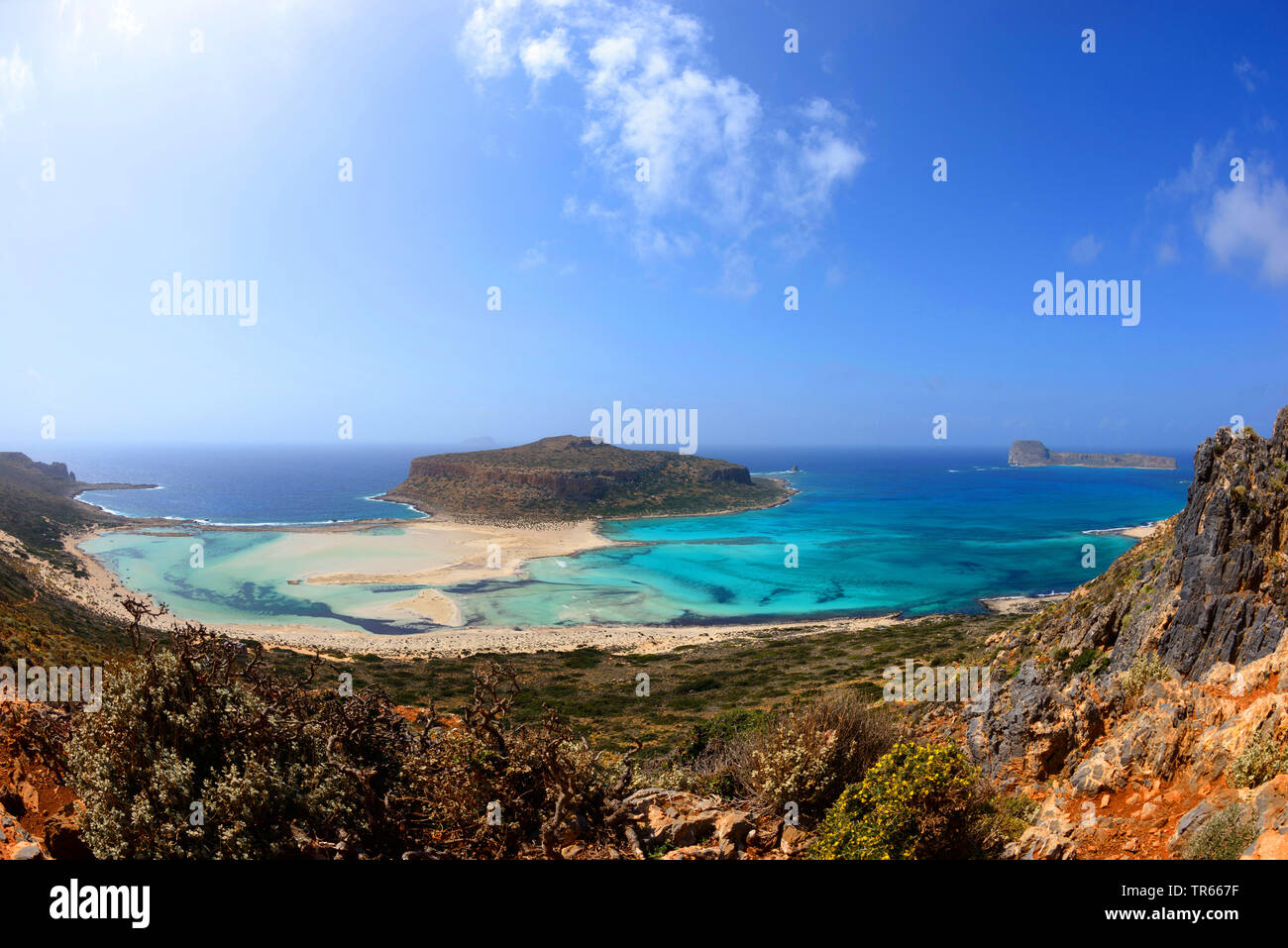 Bucht von Balos und Gramvousa Lagune, Griechenland, Kreta, Chania, Kissamos Stockfoto