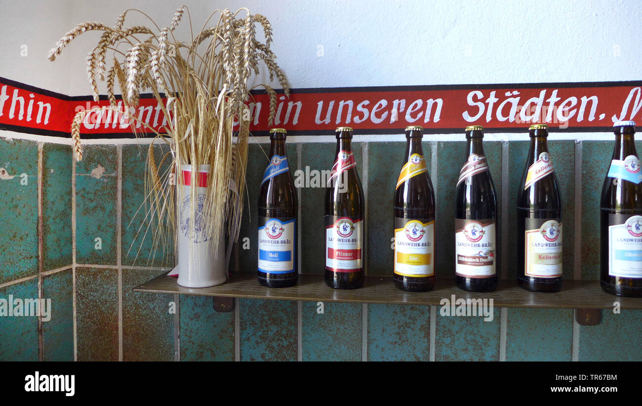 Brauerei, unterschiedlichen Flaschen ans sortiert, Deutschland, Bayern Stockfoto