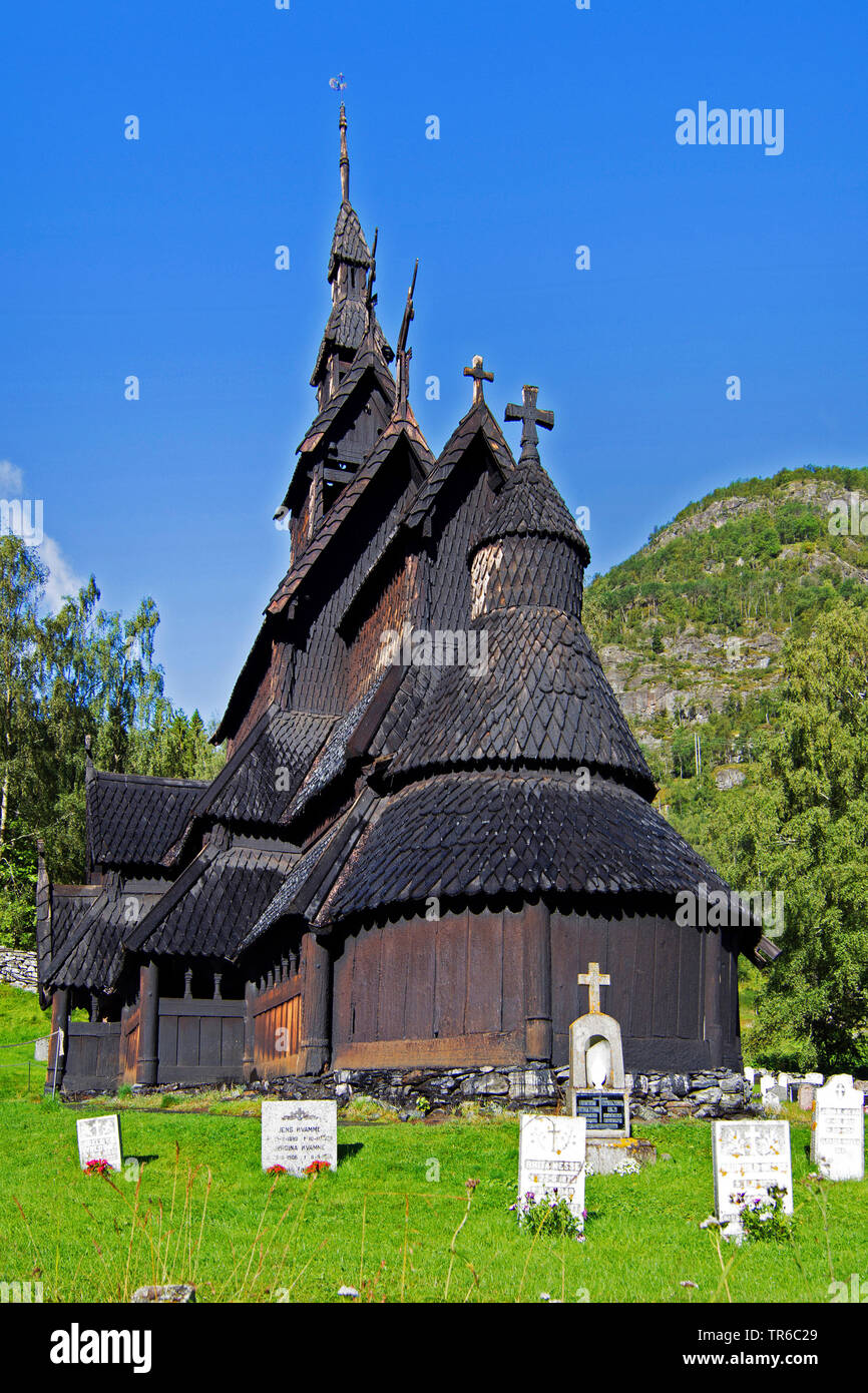 Die Stabkirche in Borgund, Norwegen, Sogn og Fjordane, Laerdal Stockfoto