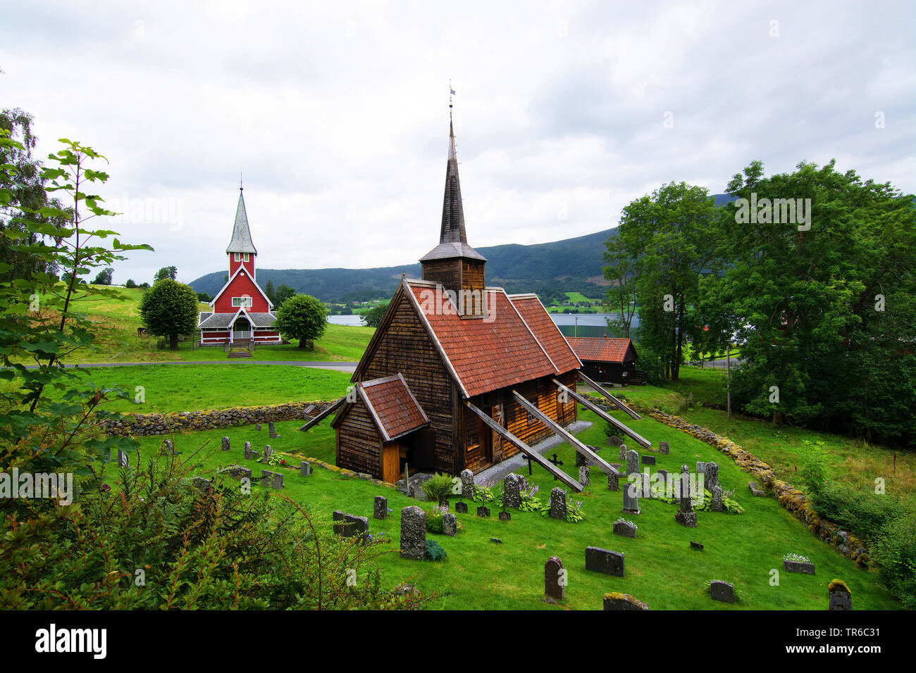 Rodven Stabkirche, Norwegen, Moere og Romsdal, Stavkyrkje Stockfoto