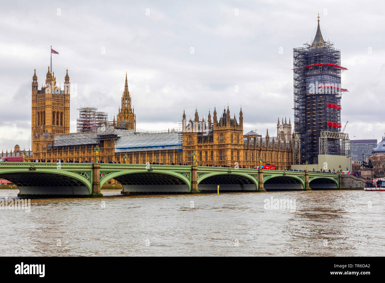 Westminster Palast, Westminster Brücke und Big Ben, Vereinigtes Königreich, England, Themse, London Stockfoto