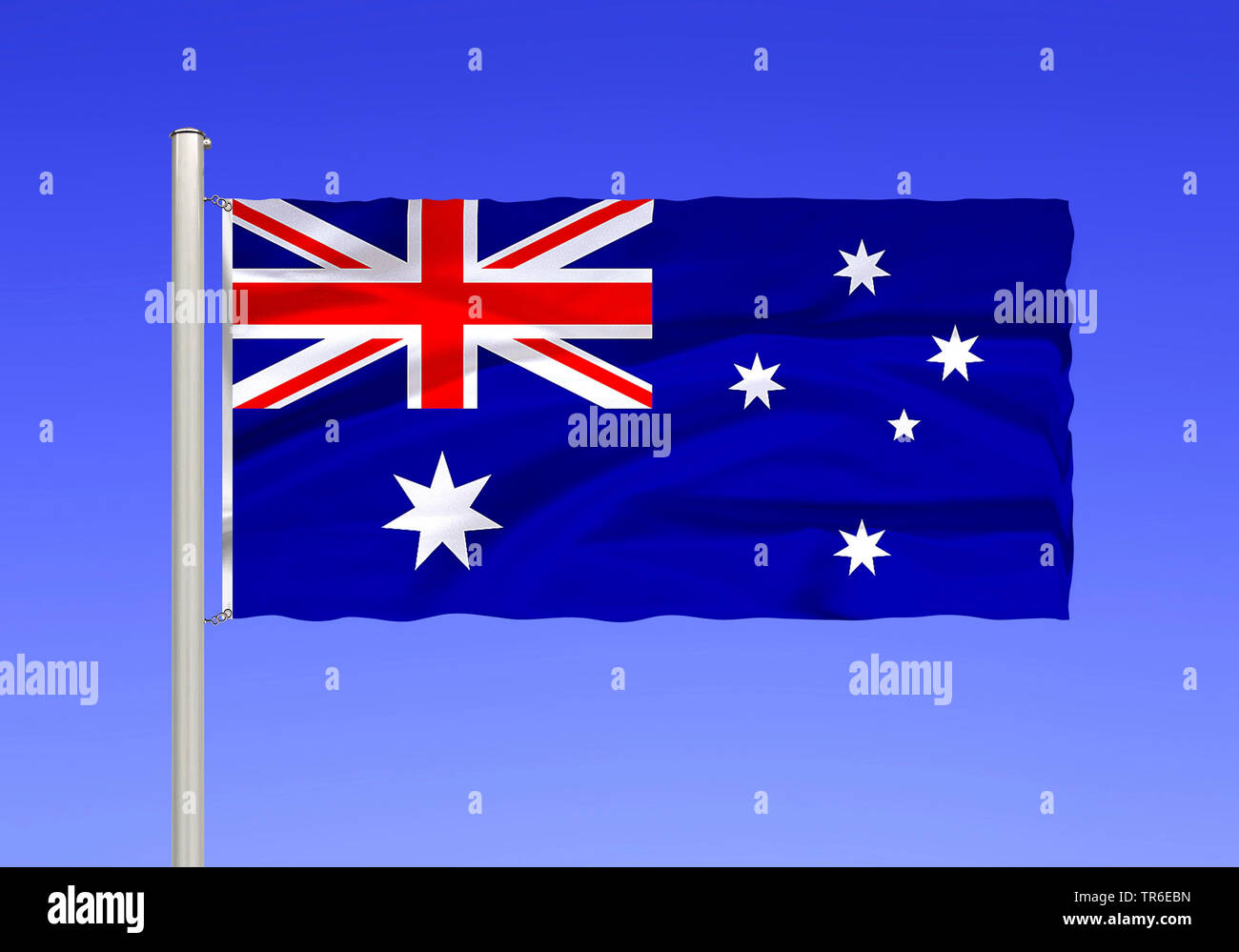 Flagge Australien gegen den blauen Himmel, Australien Stockfoto