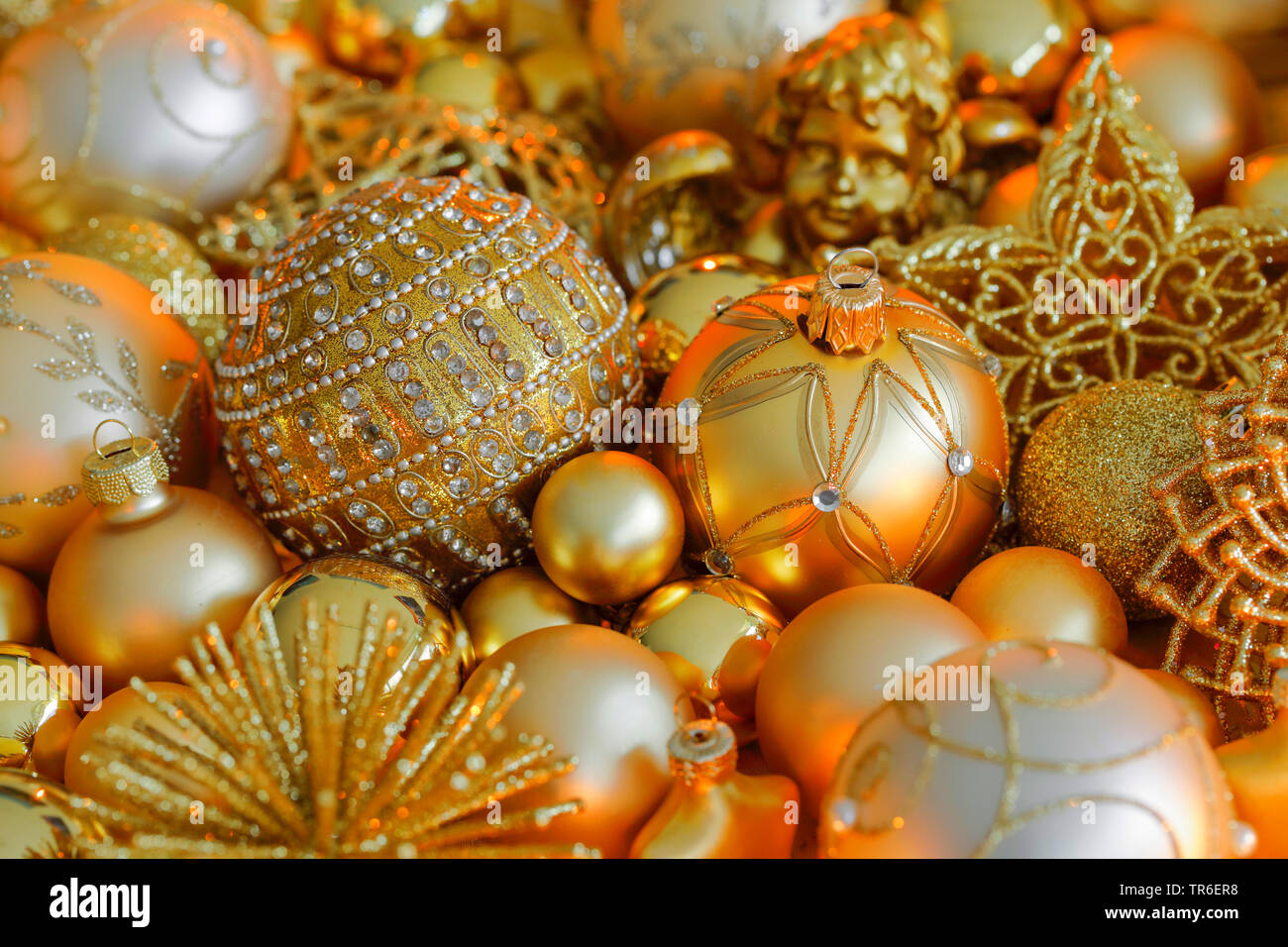 Goldene Weihnachten Dekoration, Schweiz Stockfoto