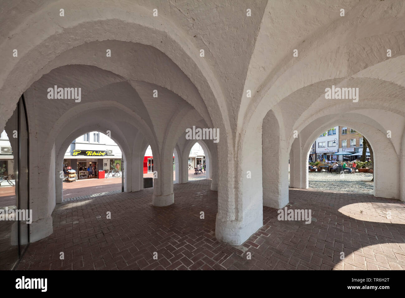 Arkaden in der Altstadt von Halle, Deutschland, Nordrhein-Westfalen, Niederrhein, Erkelenz Stockfoto