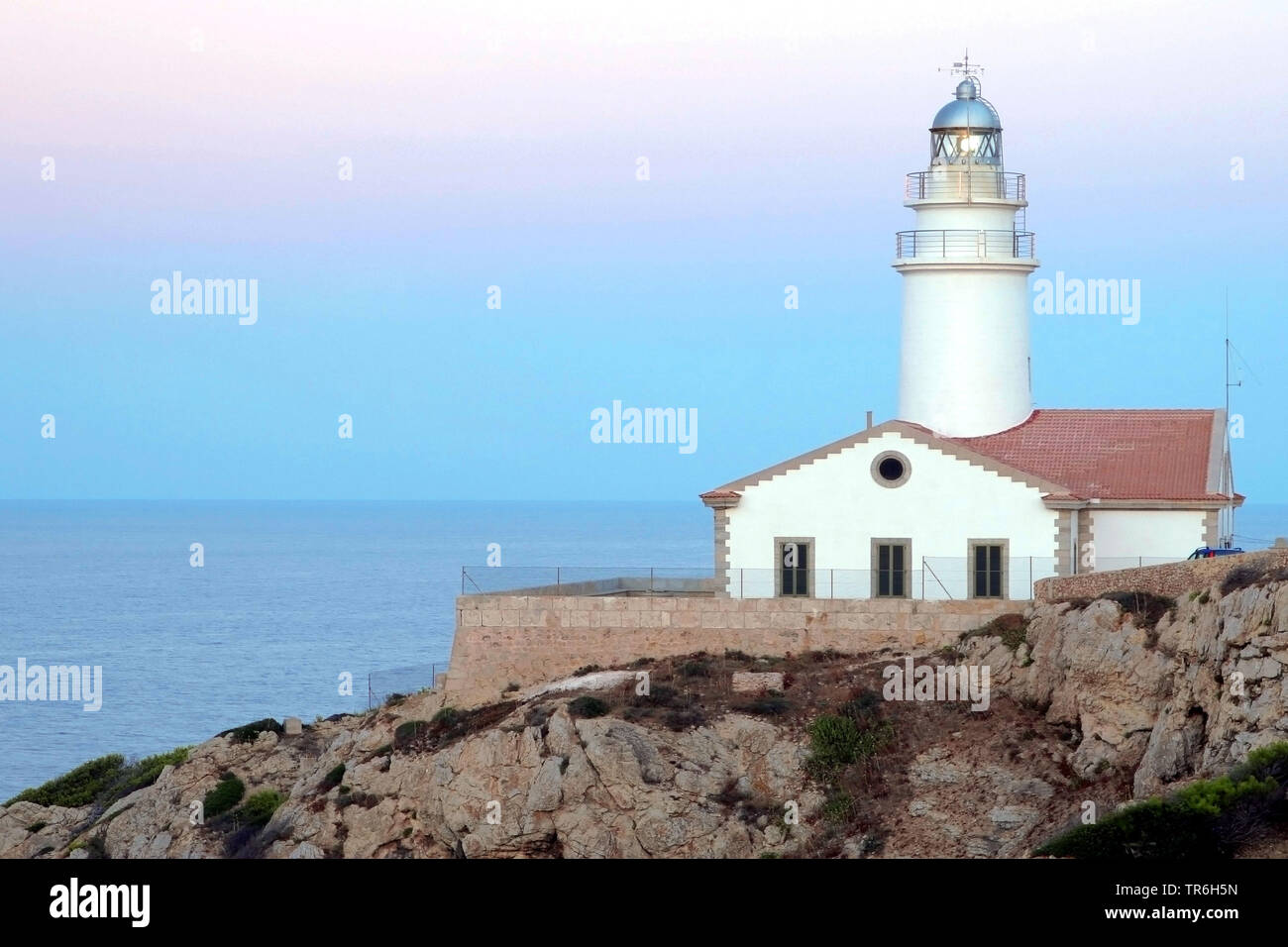 Leuchtturm weit de Capdepera, Cala Ratjada, Spanien, Balearen, Mallorca, Cala Ratjada Stockfoto