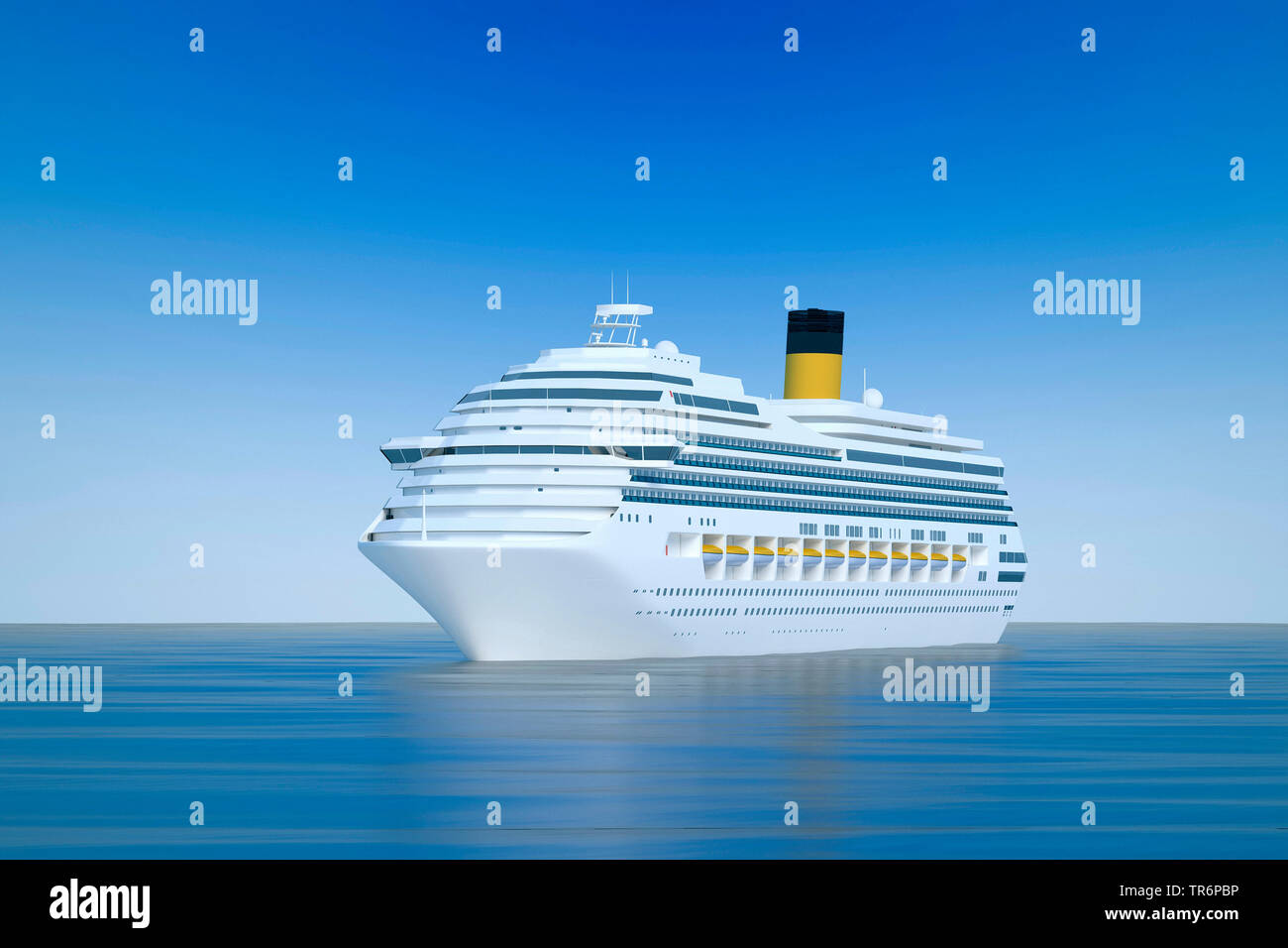 Kreuzfahrtschiff auf hoher See, Computer graphics Stockfoto