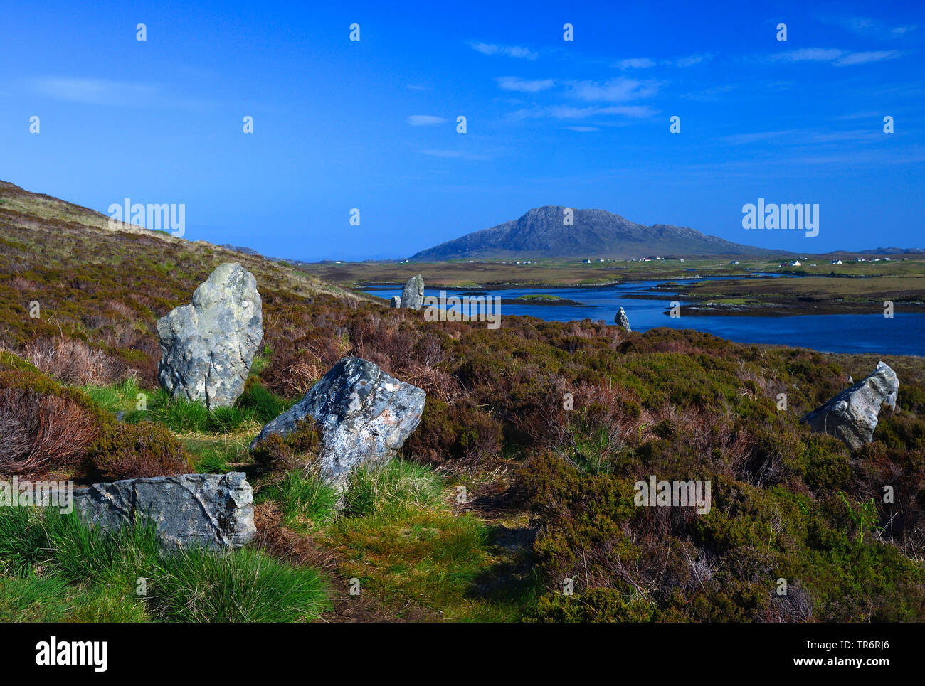 Stone Circle Pobull Fhinn, Vereinigtes Königreich, Schottland, North Uist Stockfoto