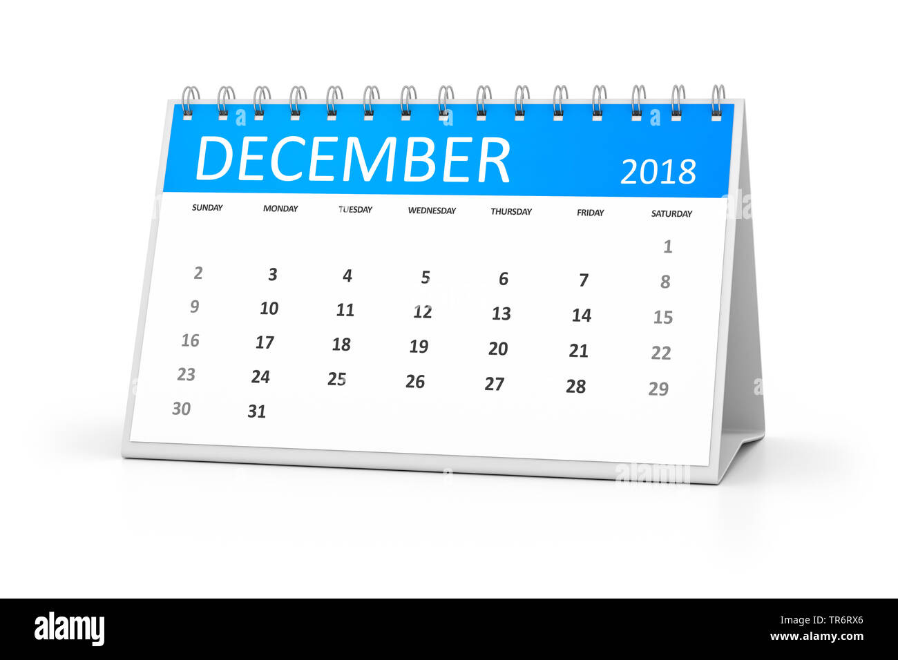 Tabelle Kalender 2018 Dezember Stockfoto