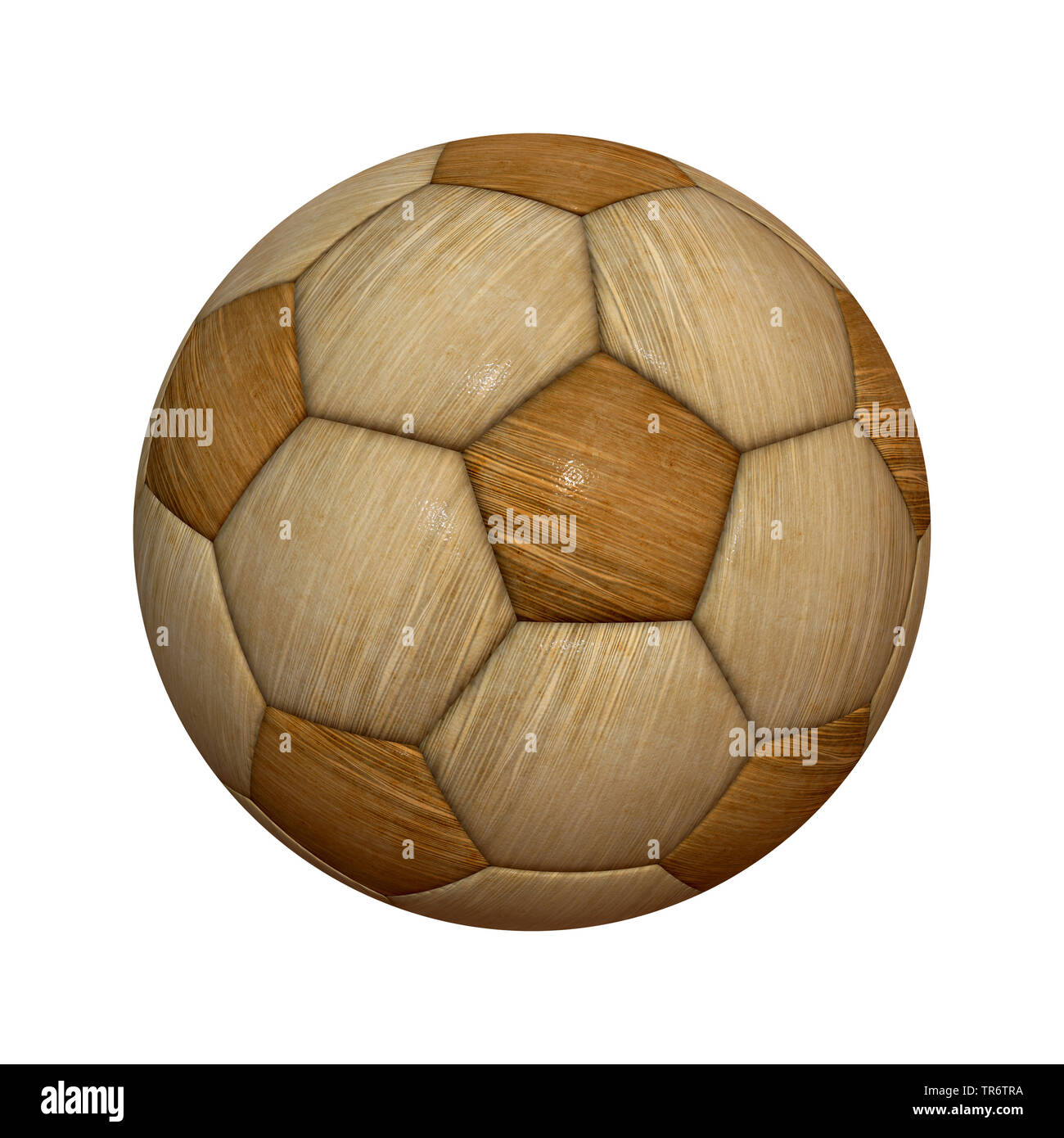 Fußball in Holzoptik, Computer Grafik Stockfoto