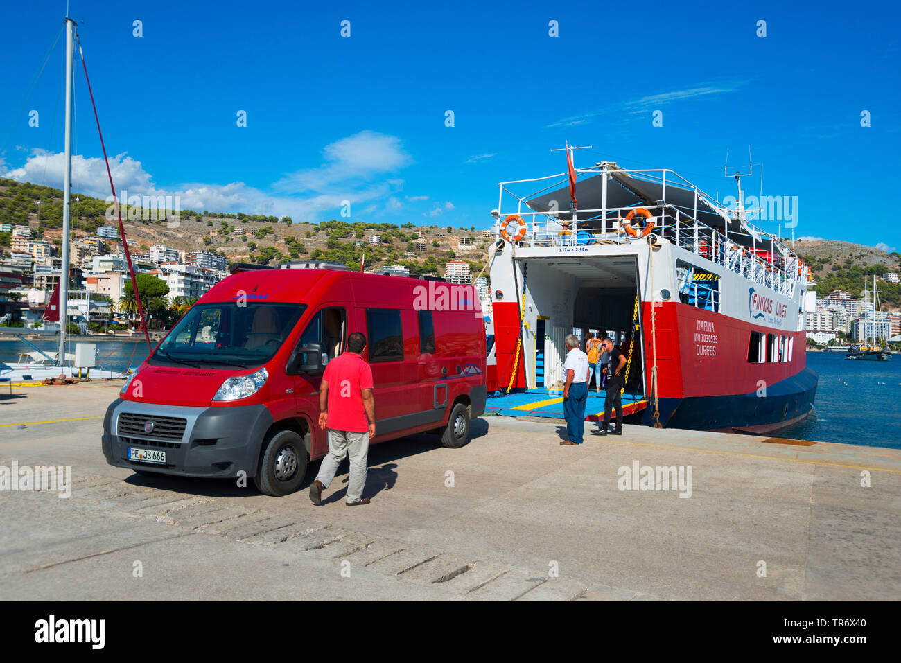 Fähre von Korfu nach Albanien, Albanien, Saranda Stockfoto