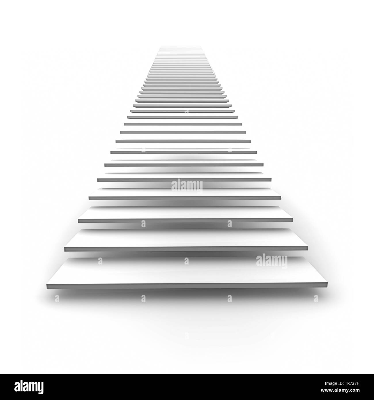3D Computer Grafik, symbolische Treppen in weißer Farbe auf weißem Hintergrund Stockfoto
