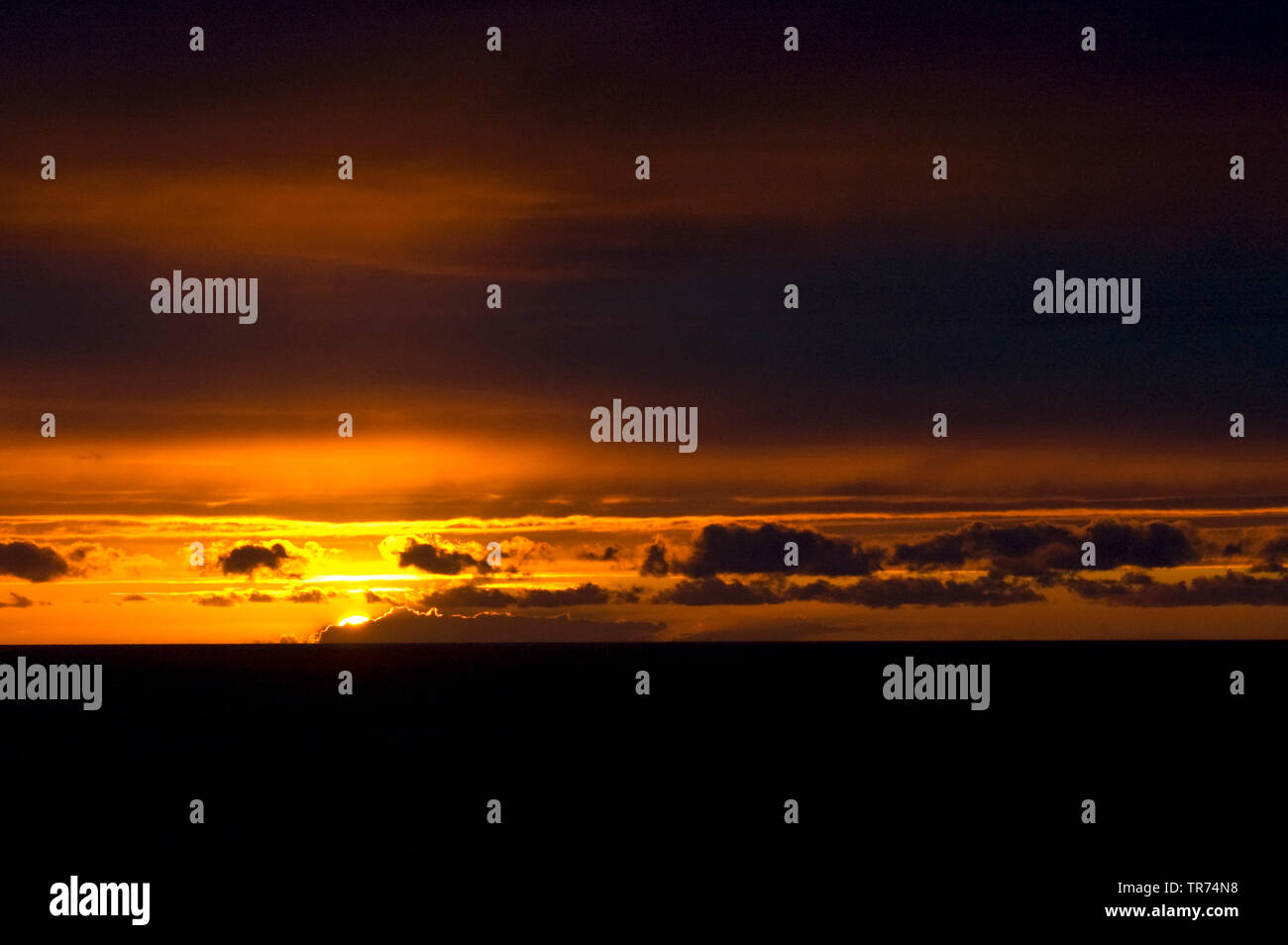 Sonnenuntergang, Golf von Biscaya, Spanien Stockfoto