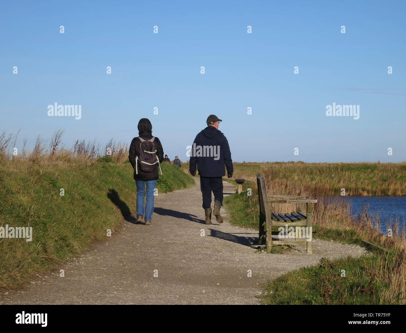 Paar wandern in der Natur, Vereinigtes Königreich, England, Norfolk Stockfoto