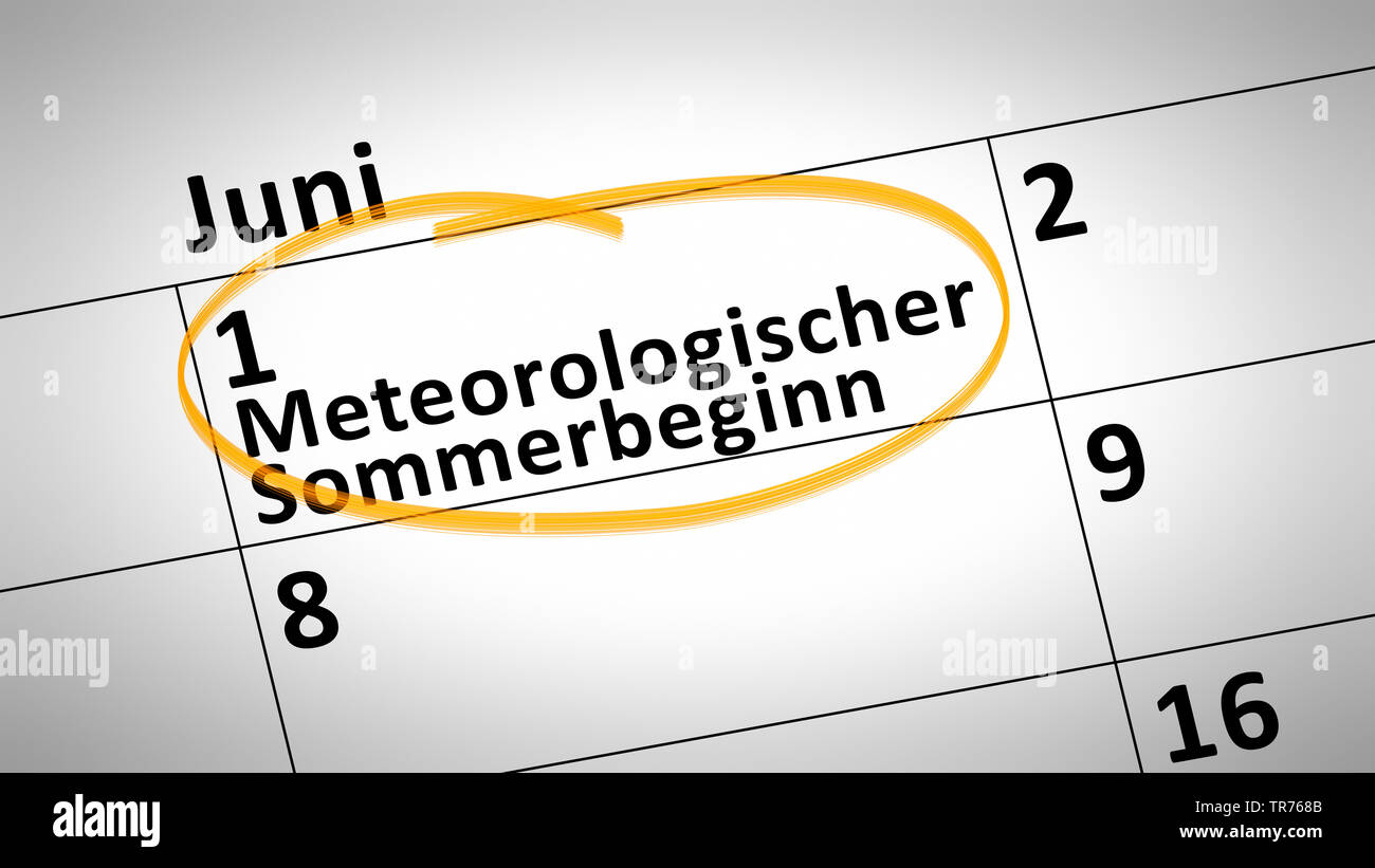 Kalender Detail Zeigt Meterologic Beginnt Der Sommer Am Ersten
