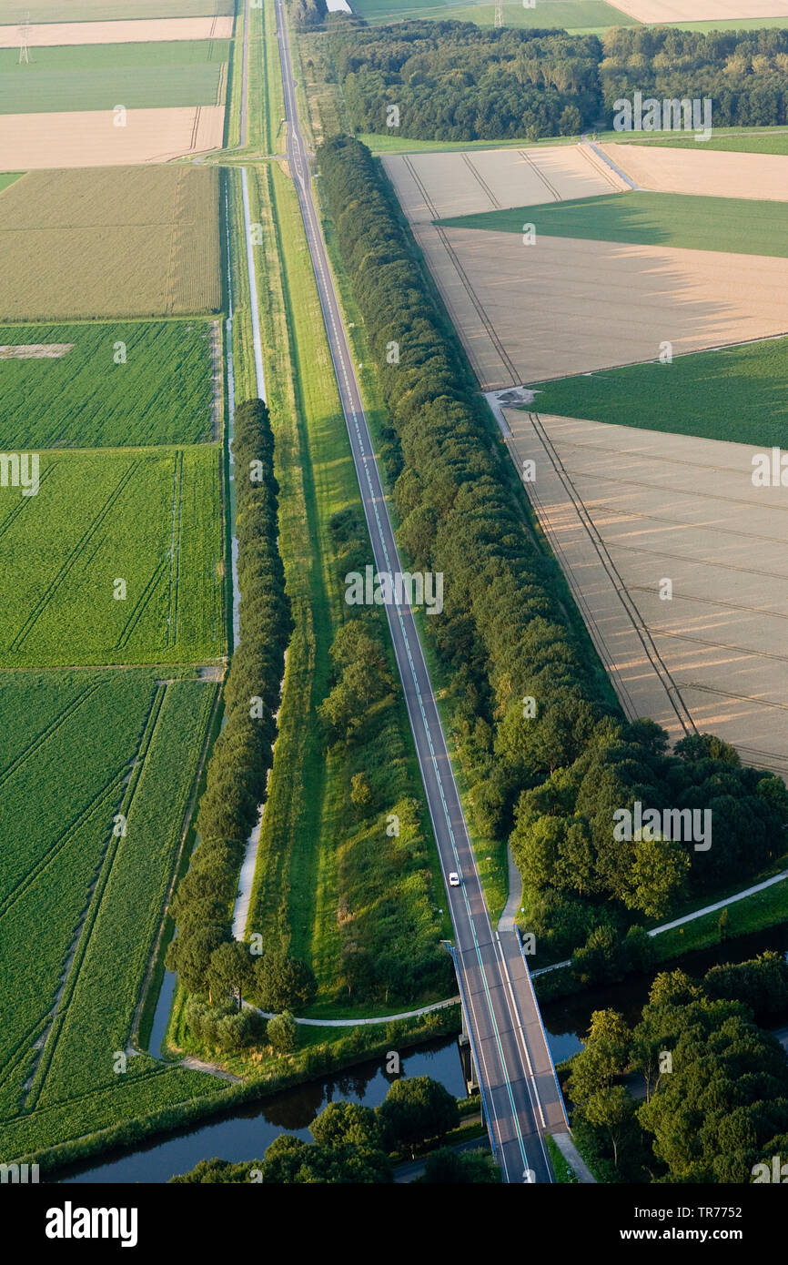 Autobahn durch ein Feld Landschaft, Luftbild, Niederlande, Holland Nord Stockfoto