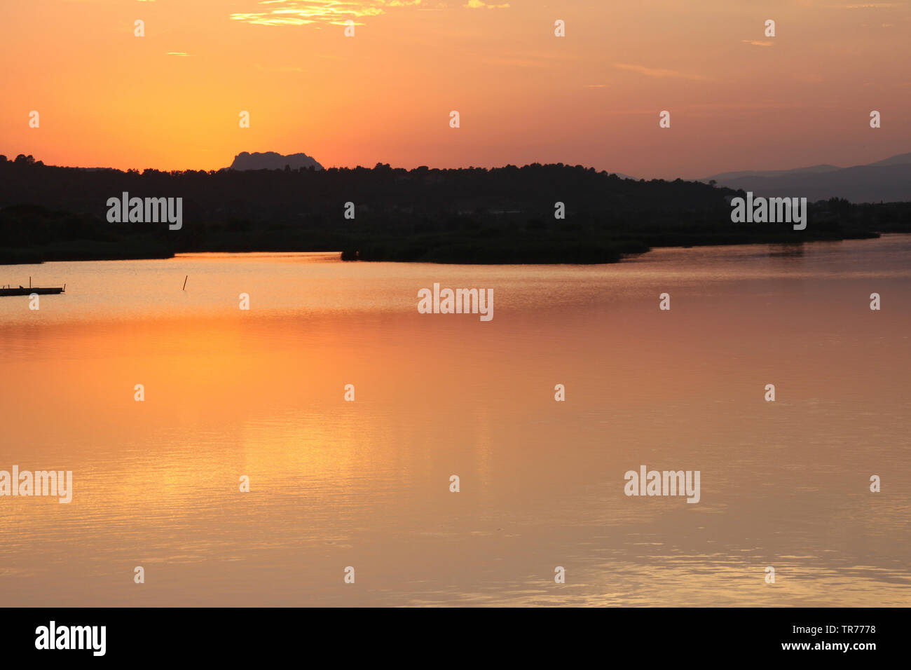 Sonnenuntergang am Mittelmeer Frejus, Frankreich, Frejus Stockfoto