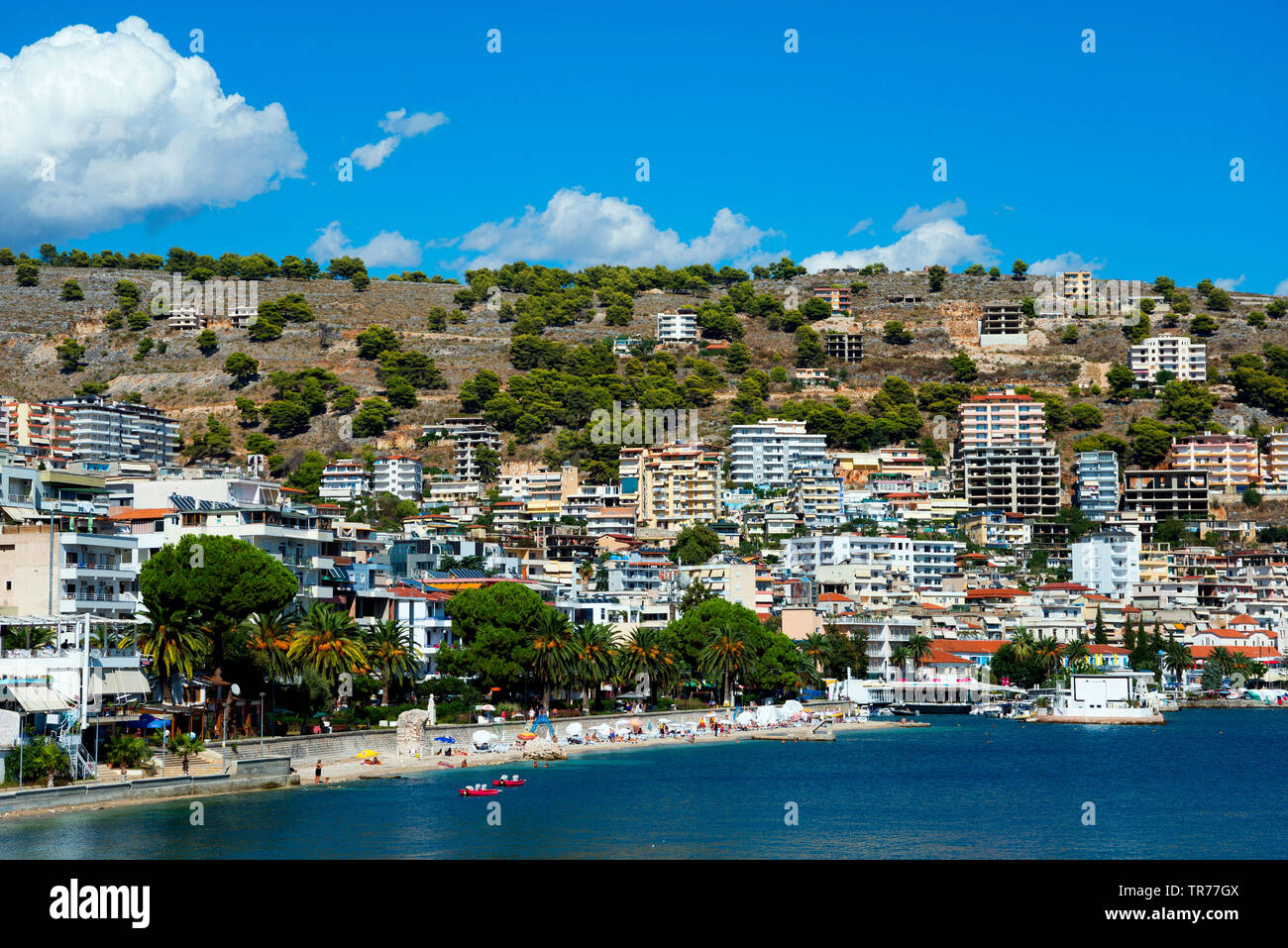 Anzeigen von Saranda, Albanien, Saranda Stockfoto