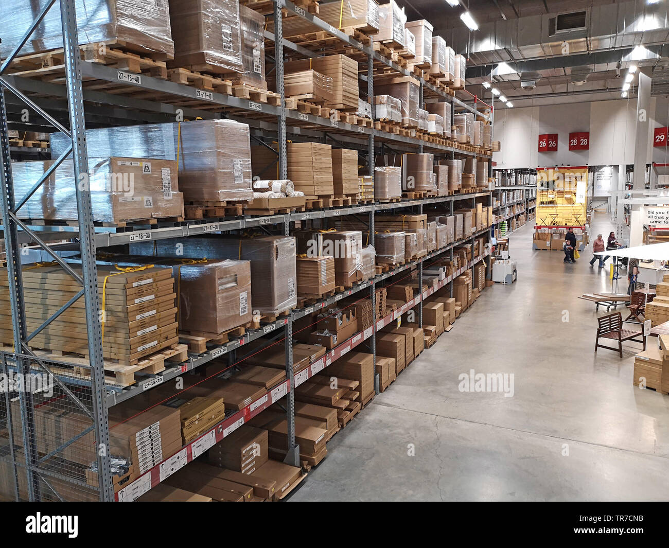 Self Service-/Check-out-Bereich bei Ikea in Coventry, Großbritannien, am 29. Mai 2019. Stockfoto