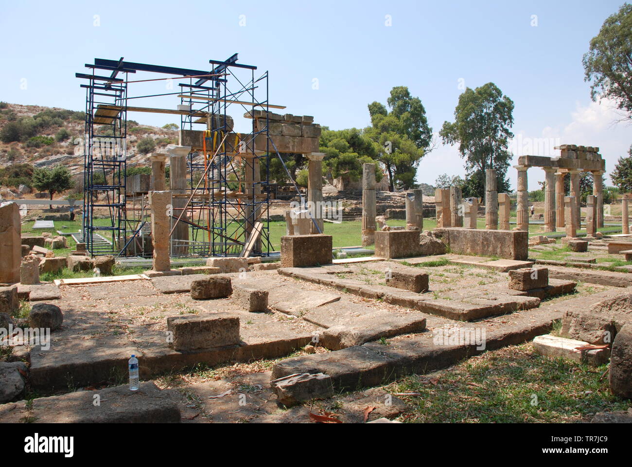 Die alten Tempel der Göttin Artemis in Vravrona Region in Attika, Griechenland, Juni 2018. Stockfoto