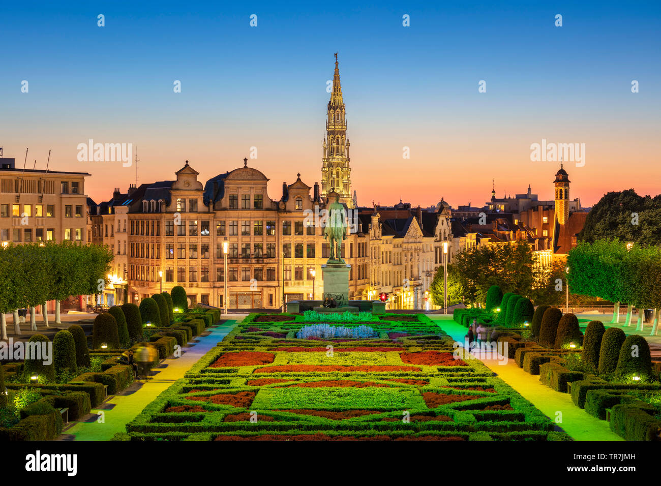 Sonnenuntergang Mont des Arts Garten Brüssel Belgien Eu Europa Stockfoto
