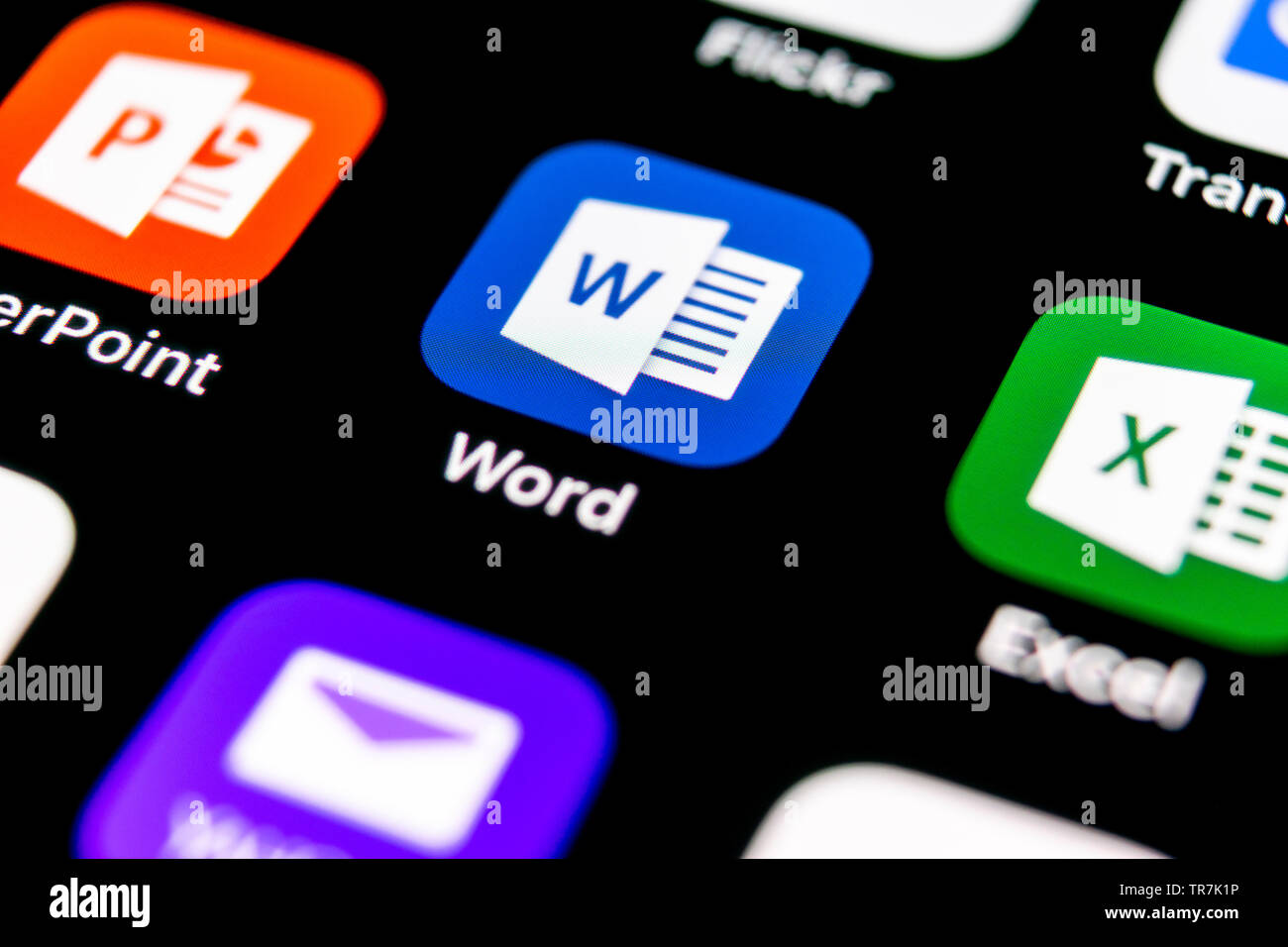Sankt-Petersburg, Russland, 30. September 2018: die Anwendung Microsoft Word Symbol auf dem Apple iPhone X-close-up. Microsoft Office Word Symbol. Microsoft Stockfoto