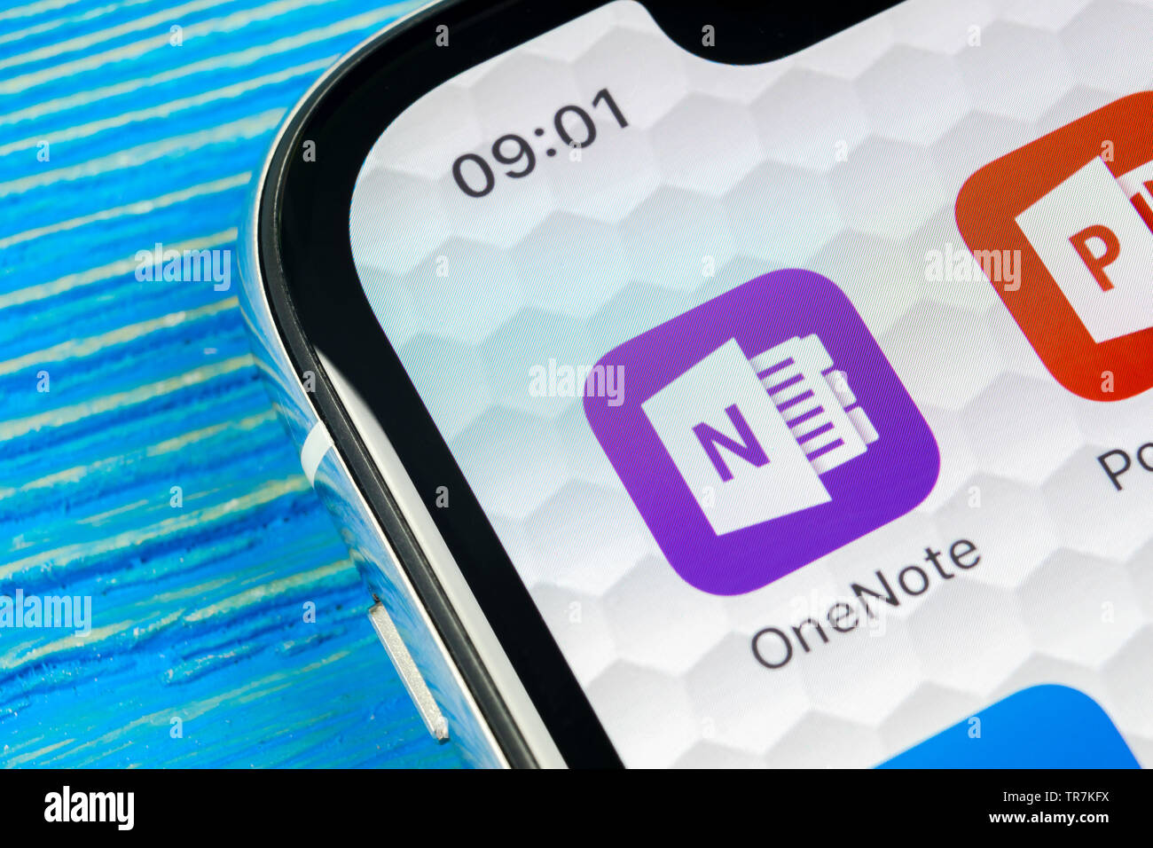 Sankt-Petersburg, Russland, 20. Juni 2018: Microsoft OneNote office Symbol auf Apple iPhone X-close-up. Microsoft eine Note App Symbol. Mic Stockfoto