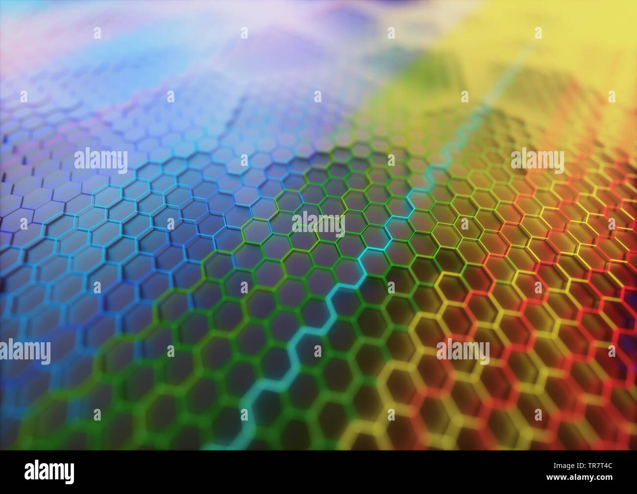 Farbige Graphen. Konzeptionelle Zusammenfassung Hintergrund Bild mit Graphen Strukturmuster. 3D-Darstellung. Stockfoto