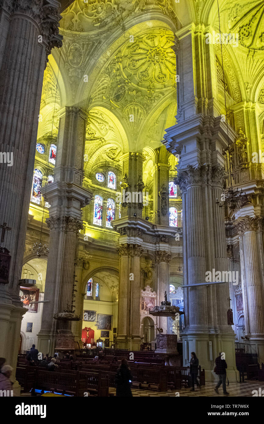 Interior Detail der Kathedrale von Malaga, Malaga, Costa del Sol, Andalusien, Spanien, Europa Stockfoto
