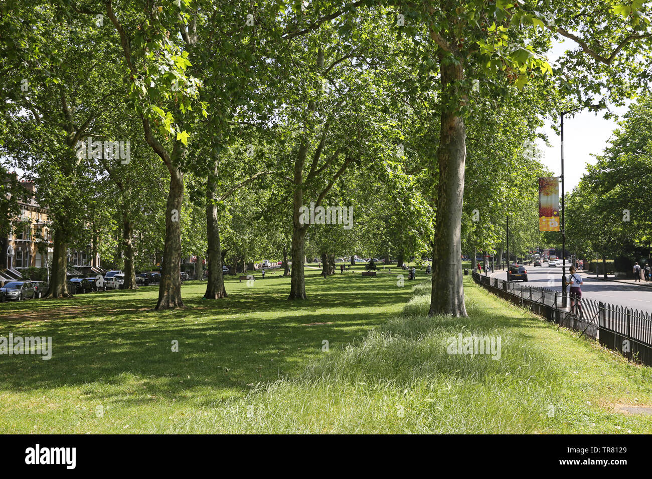 Goose Green im East Dulwich, London, UK. Ein beliebtes, geschlossenen Park zwischen Grove Vale, East Dulwich Straße und Adys Road SE 15. Stockfoto