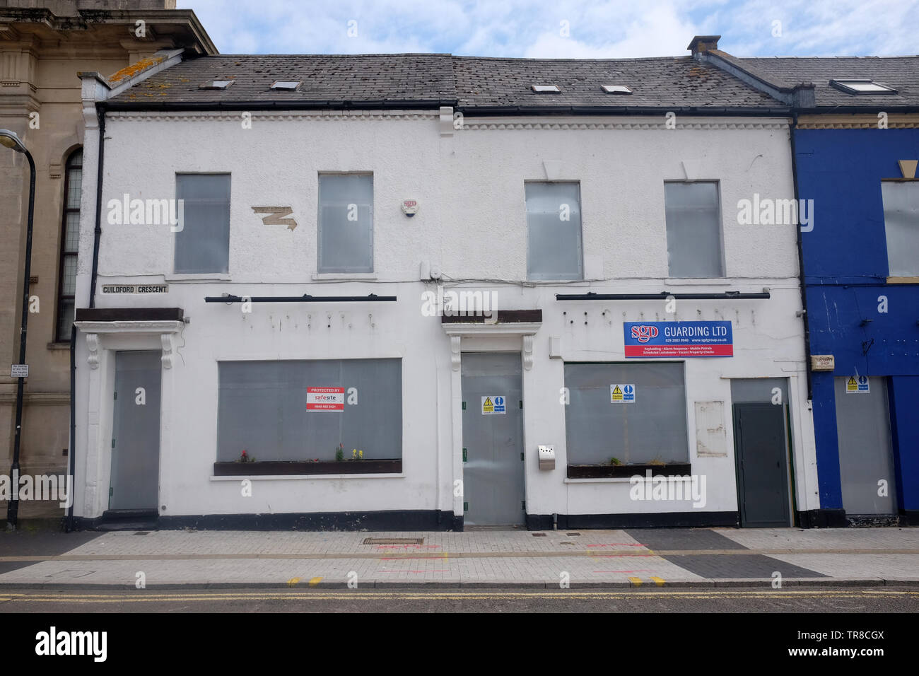 Mai 2019 - Guildford Halbmond in Cardiff, ein historischer Teil der Stadt jetzt bei Sanierung. Stockfoto